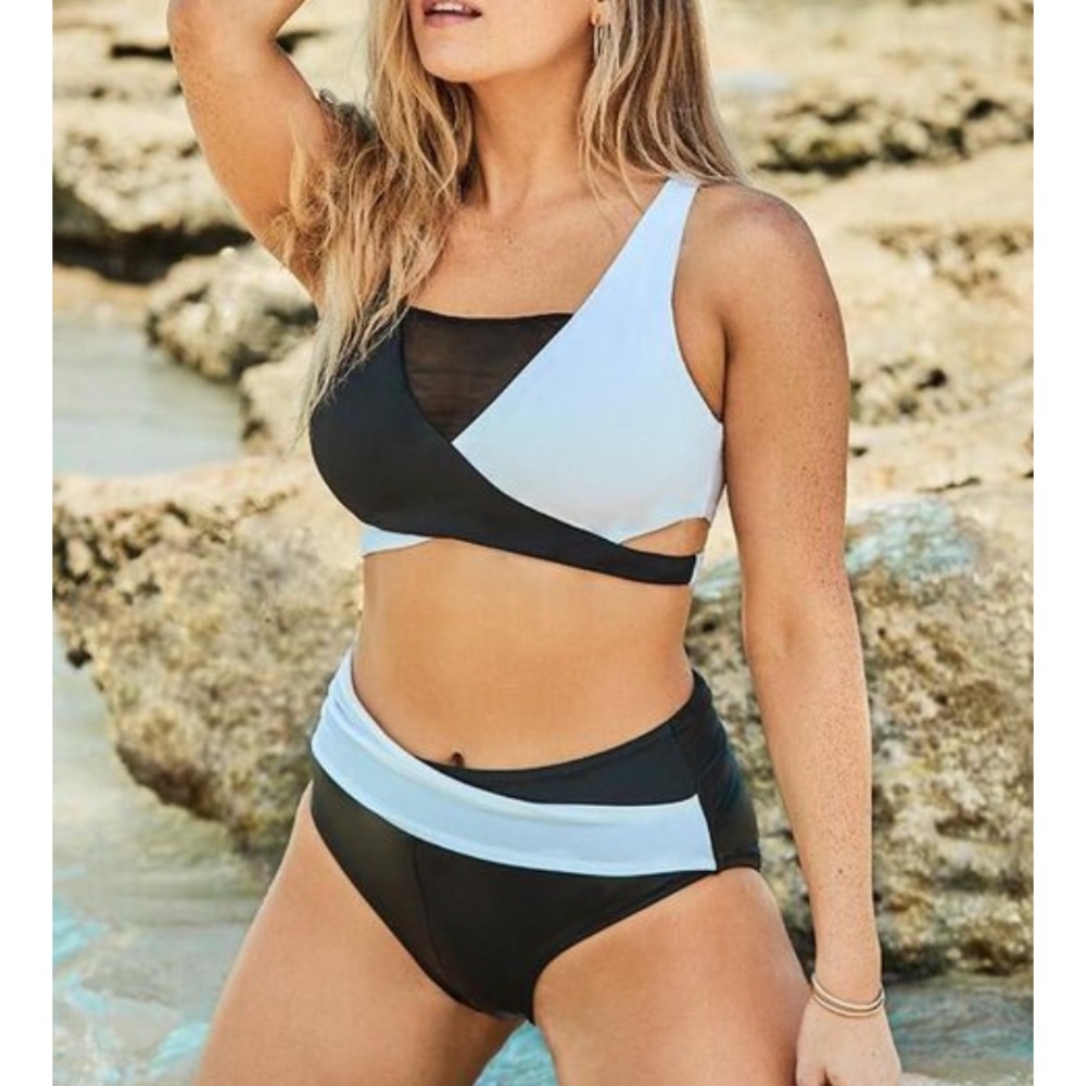 NWT Swimsuits for All Black/White Bikini - 10/12